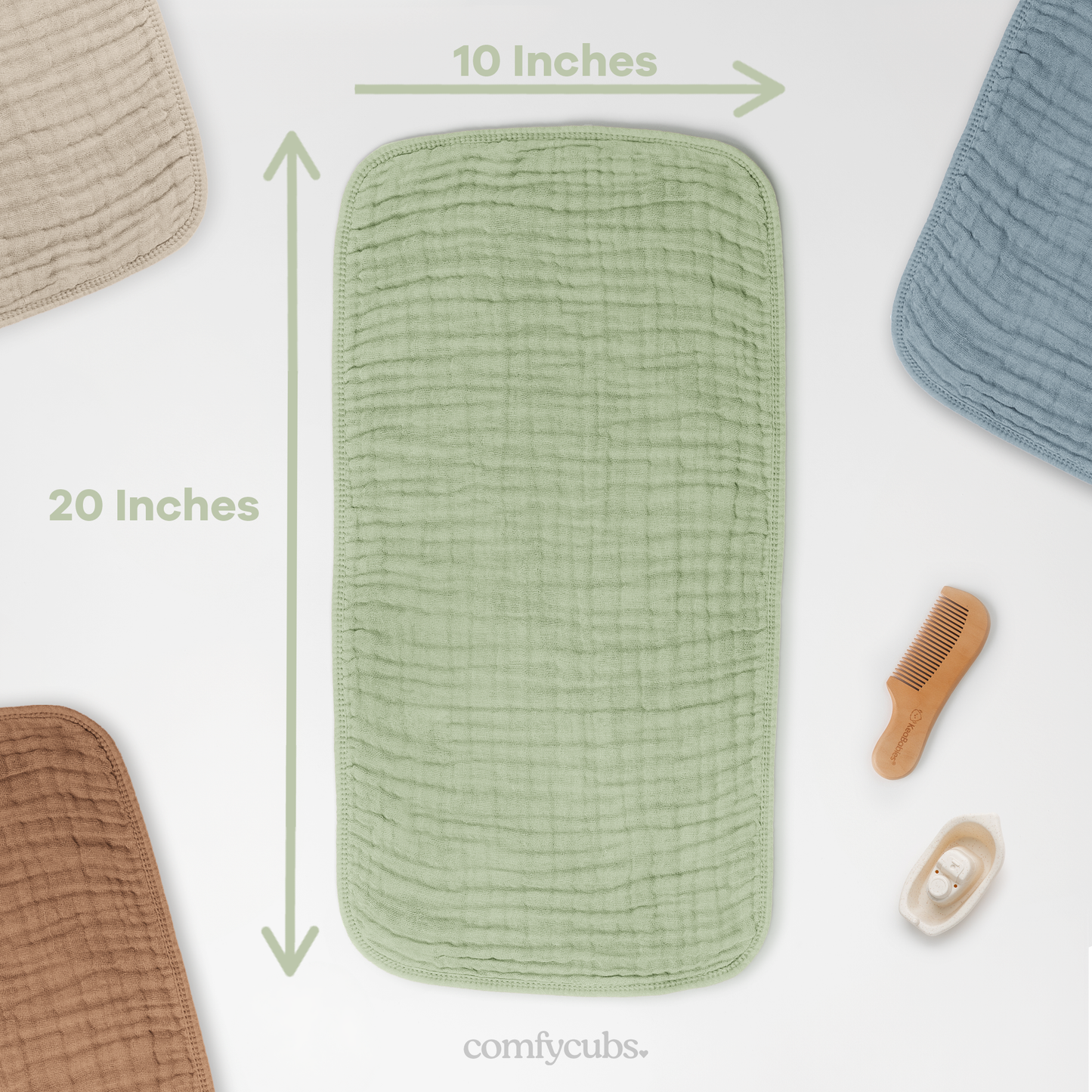 Muslin Burp Cloths by Comfy Cubs: White / 6-Pack 20”X10”