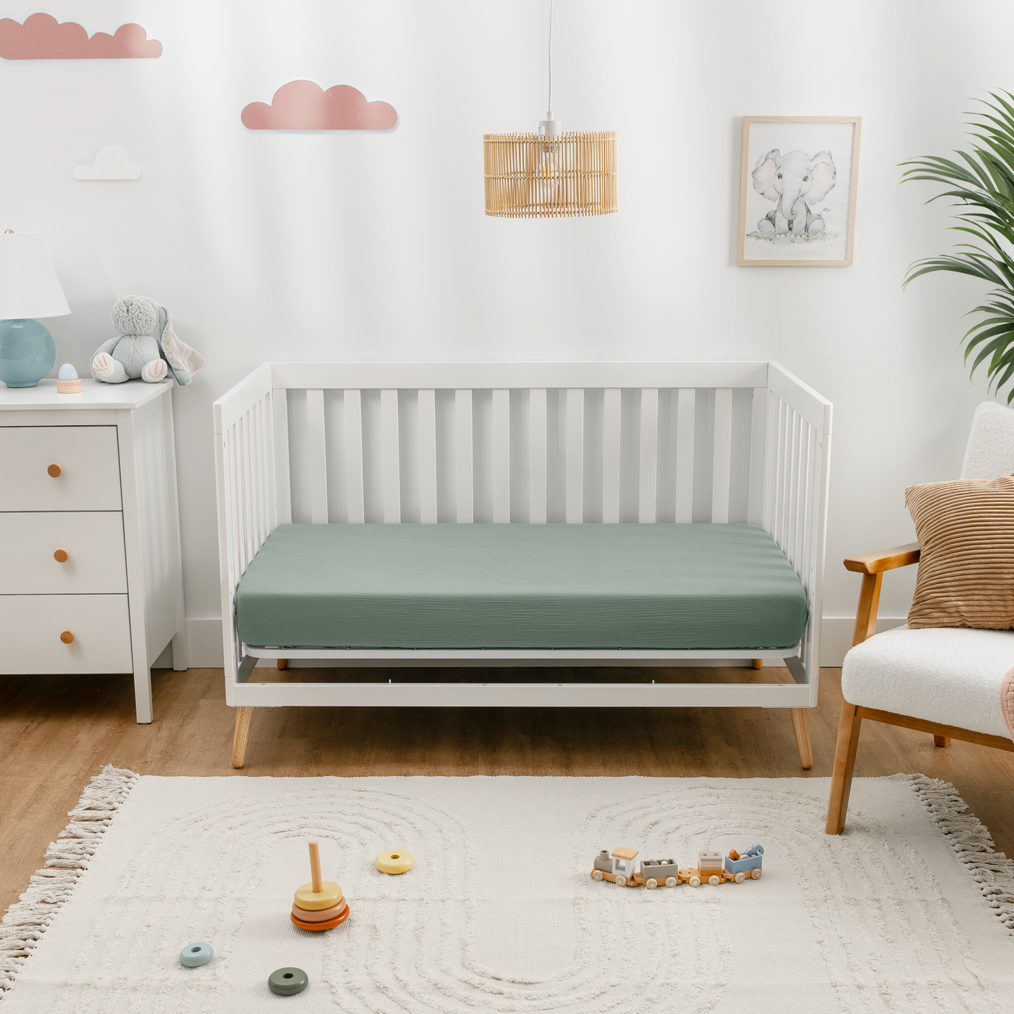 Muslin Fitted Crib Sheet, Extra Soft by Comfy Cubs: Cedar