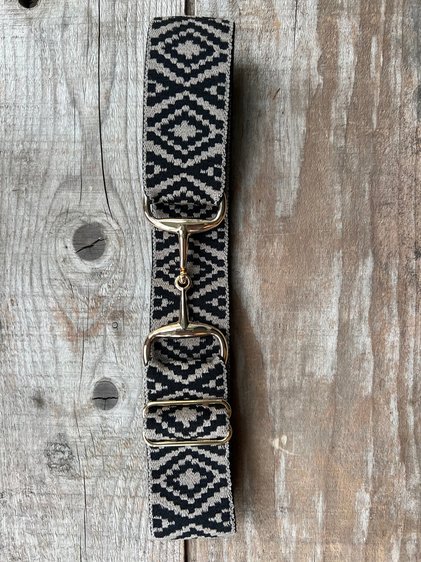 1.5" Elastic Belt - Gold Snaffle
