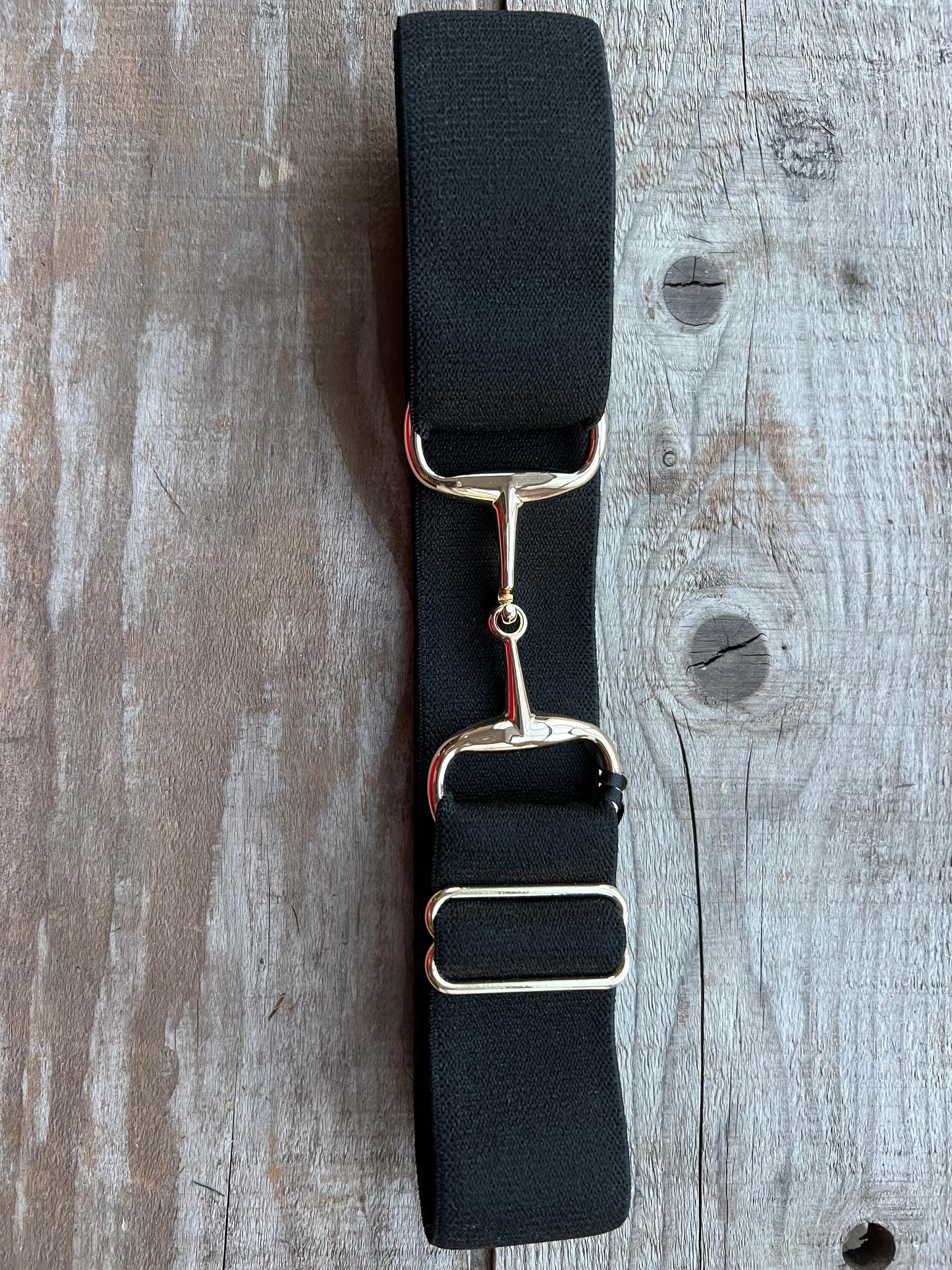 1.5" Elastic Belt - Gold Snaffle