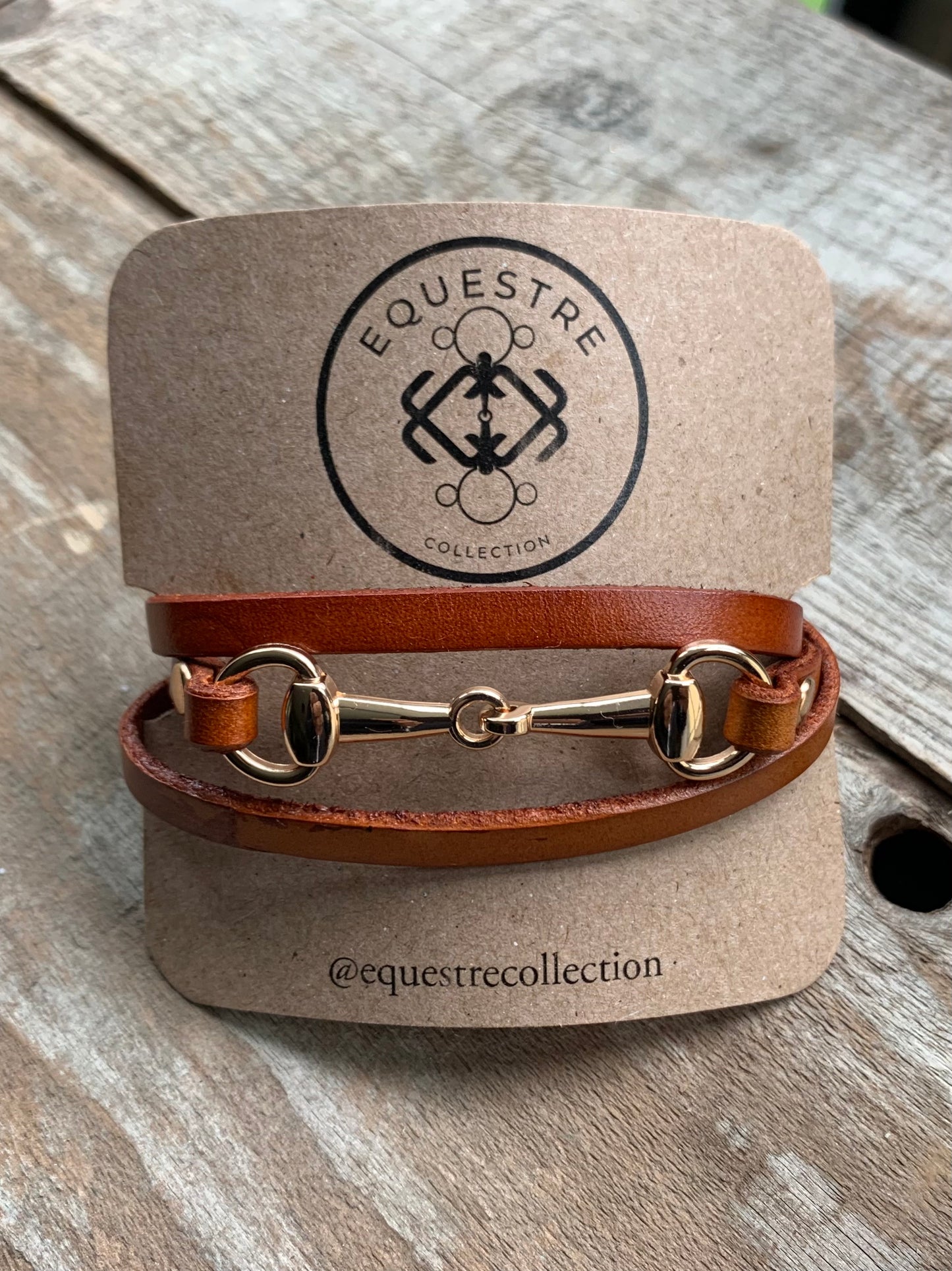 Equestre Collection Leather Wrap Bit Bracelet