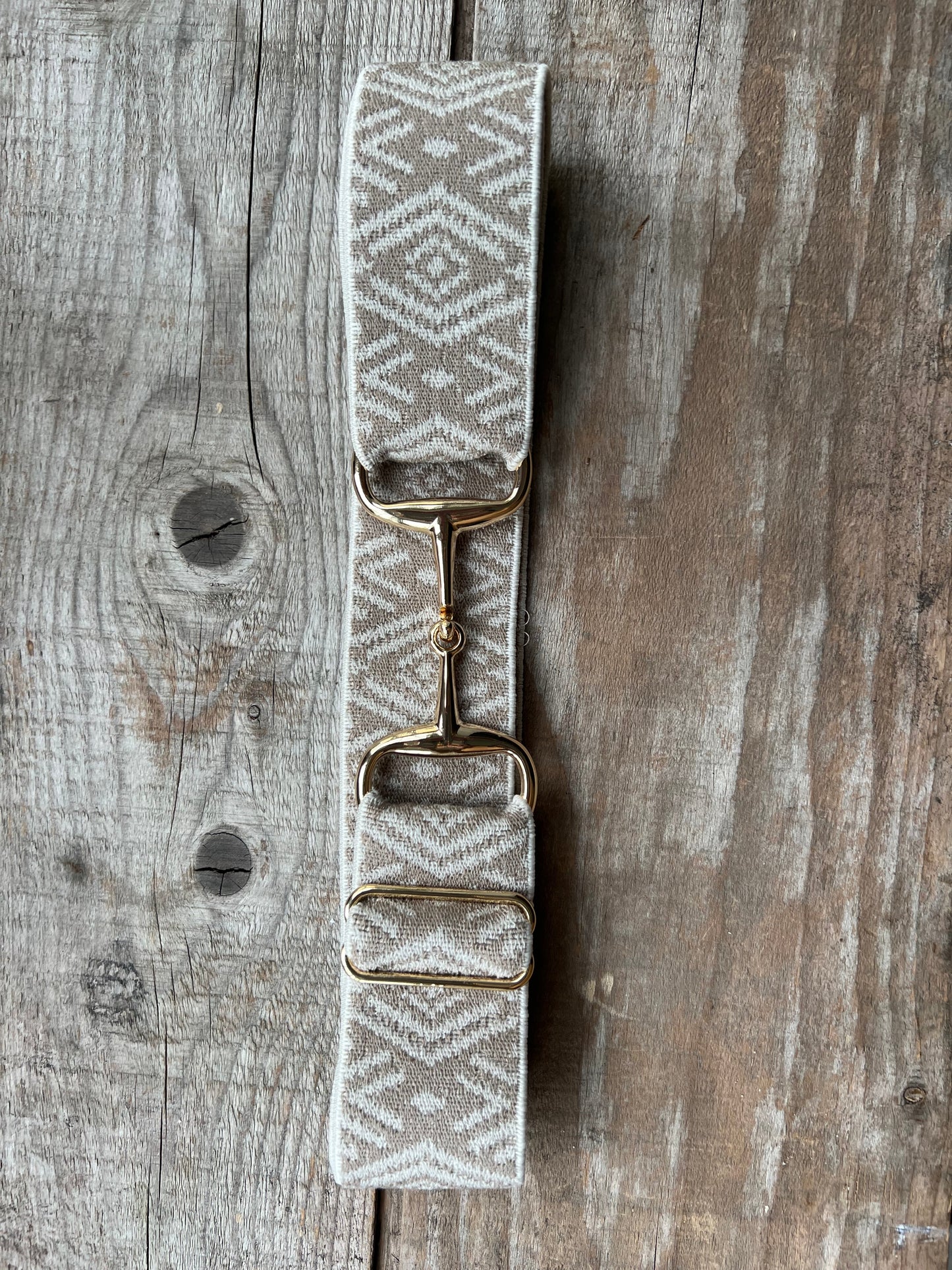 1.5" Elastic Belt - Gold Snaffle