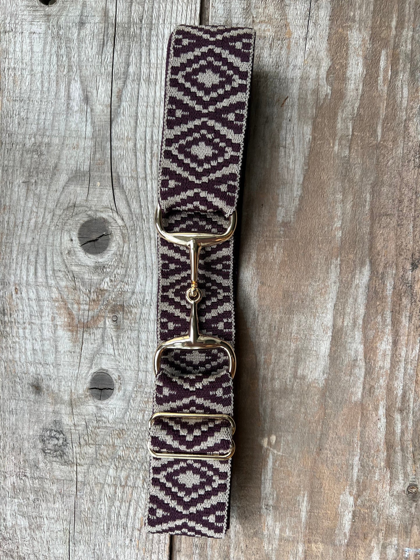1.5" Elastic Belt - Gold Snaffle