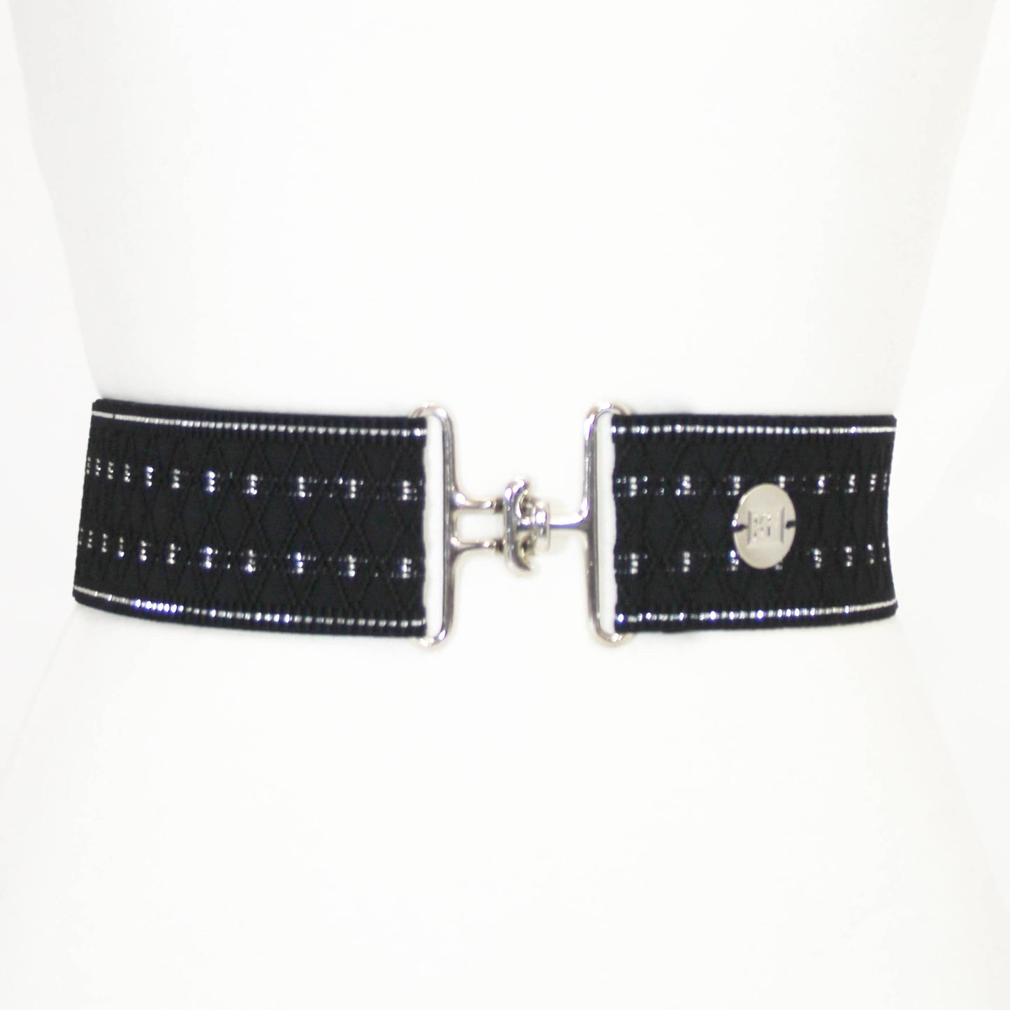 Black and Silver Diamond Elastic Belt