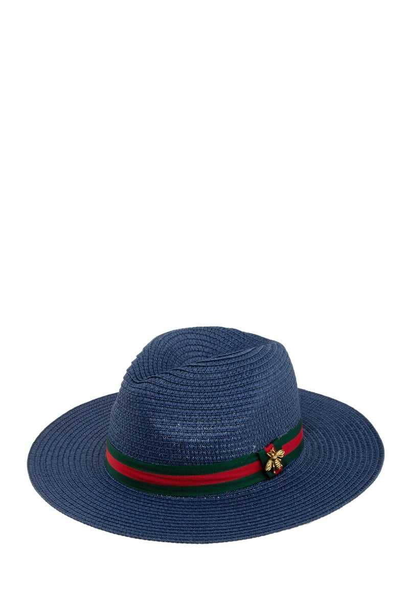 AMH1637KH Fedora Stra BEE hat Bee Fedora Straw Sun Hat – Equestre Collection main image 2