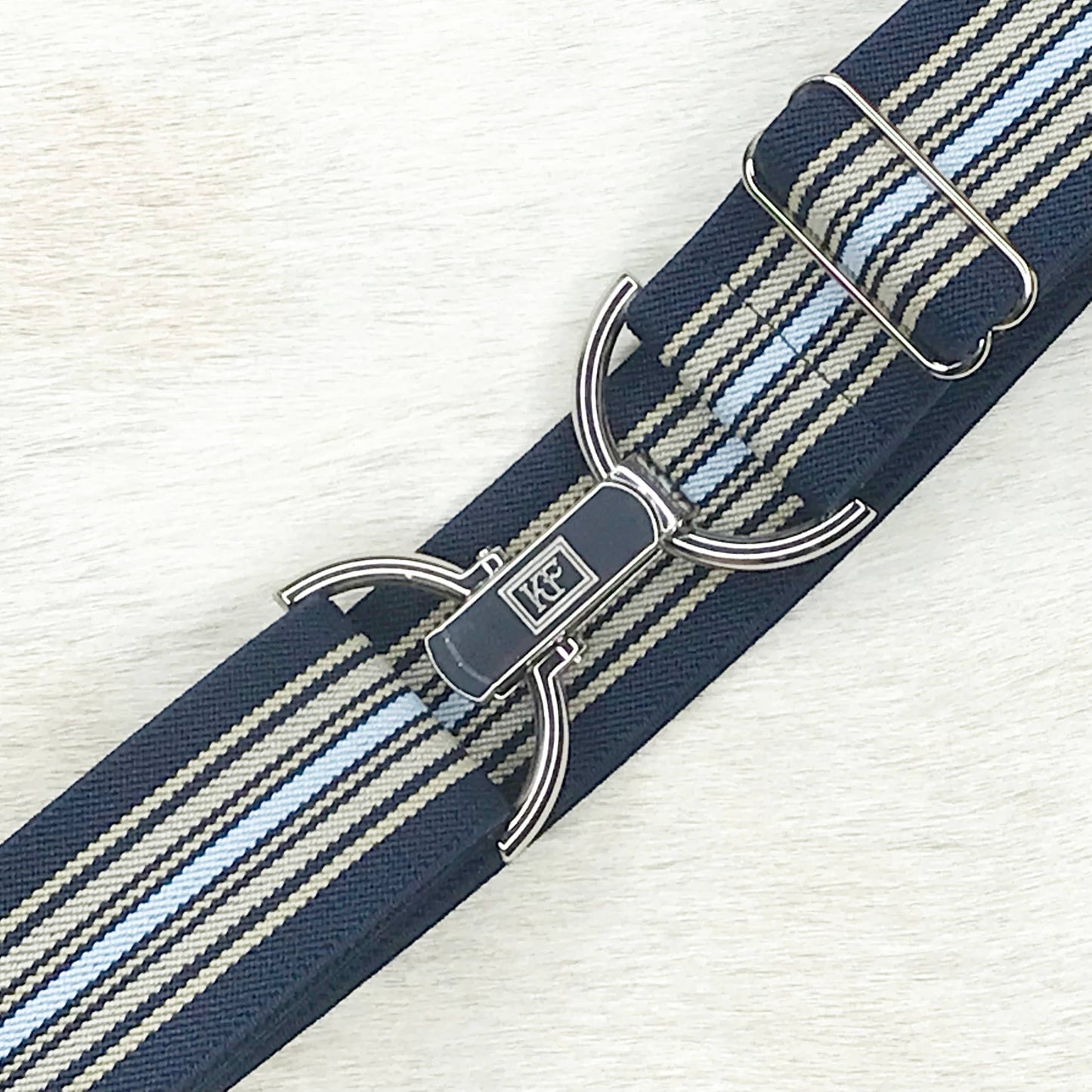 Navy Tan Stripe Elastic Belt