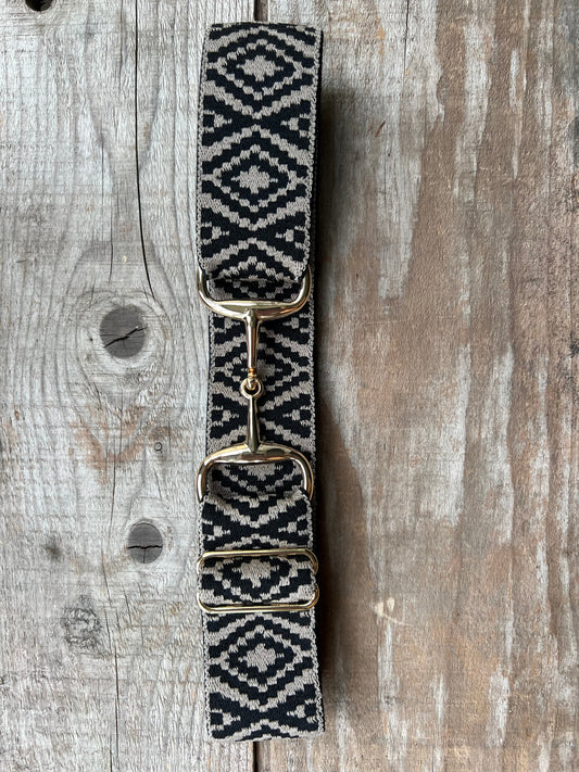 1.5" Elastic Belt - Gold Snaffle