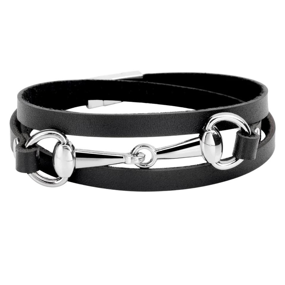 Equestre Collection Leather Wrap Bit Bracelet