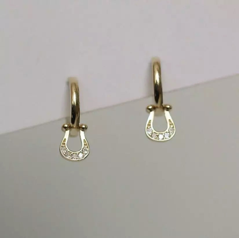 Gold Horseshoe Hoop Earrings
