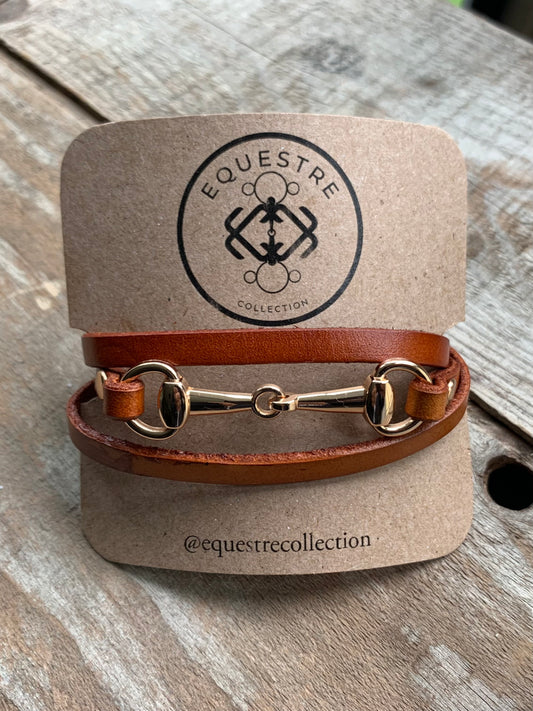 Equestre Collection Leather Wrap Bit Bracelet