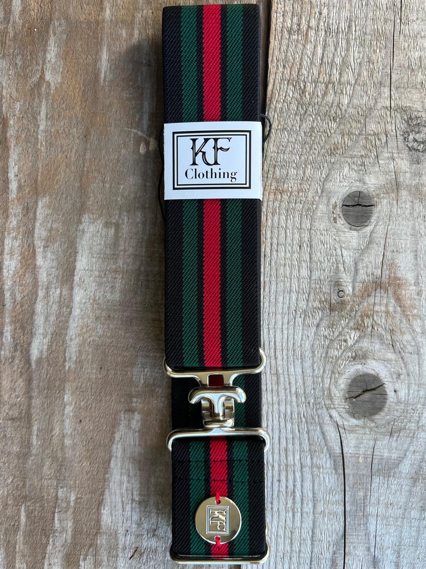 Black Red Green Stripe Elastic Belt